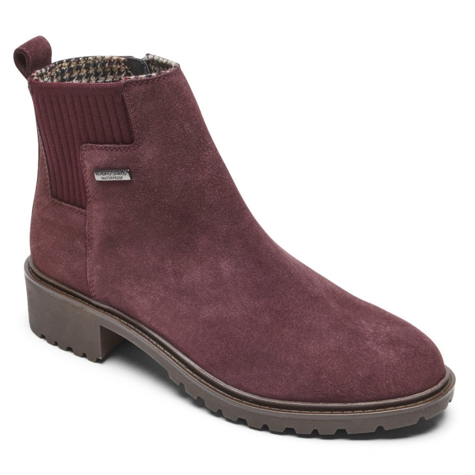 Botas Rockport Ryleigh Chelsea Para Mujer, Color Sangre De Buey Impermeable