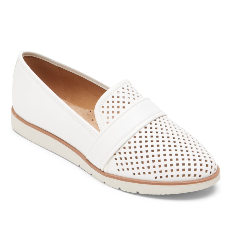 Mocasines Rockport Mujer Stacie Perforados Blanco
