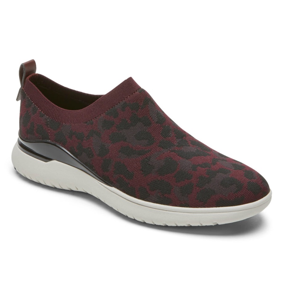 Rockport Mujer Total Motion Sport High Slip-on Oxblood Leopard