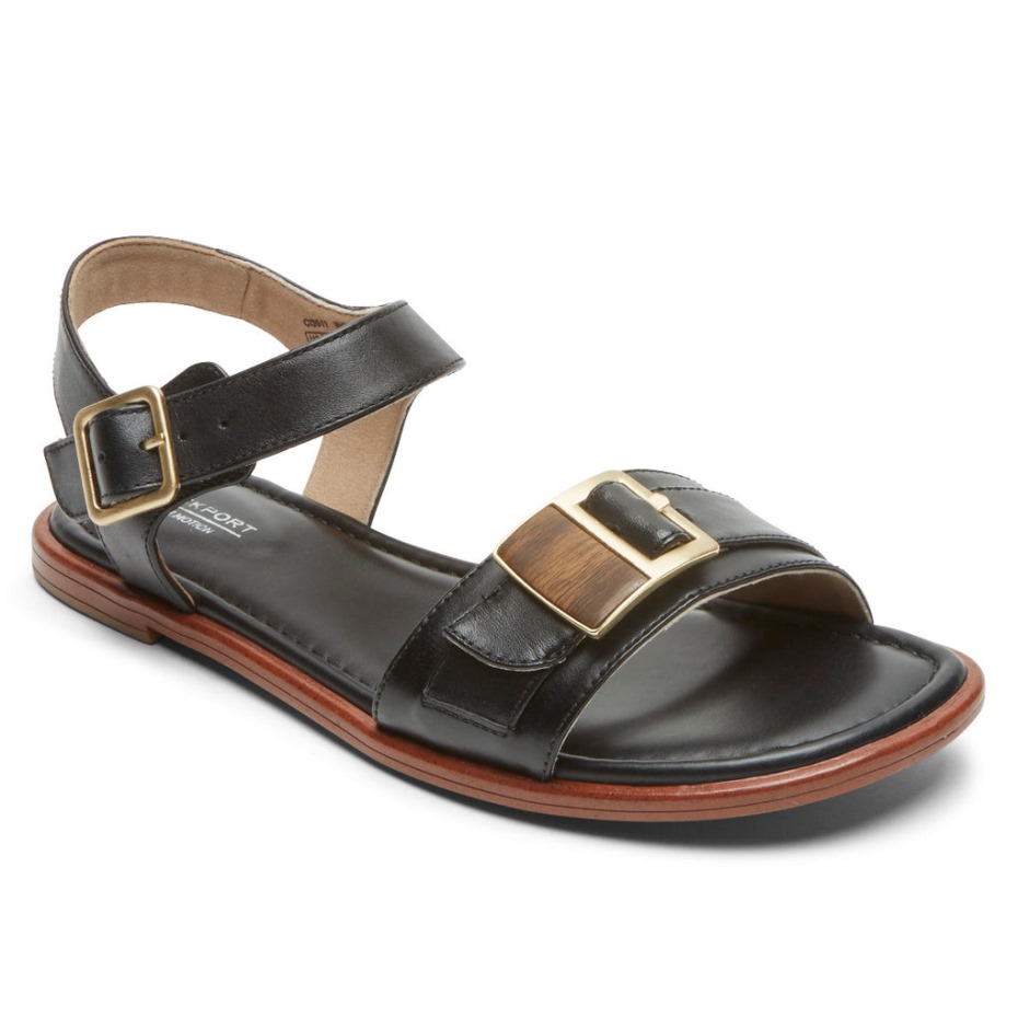 Sandalia Rockport Mujer Total Motion Zadie Hebilla Negra