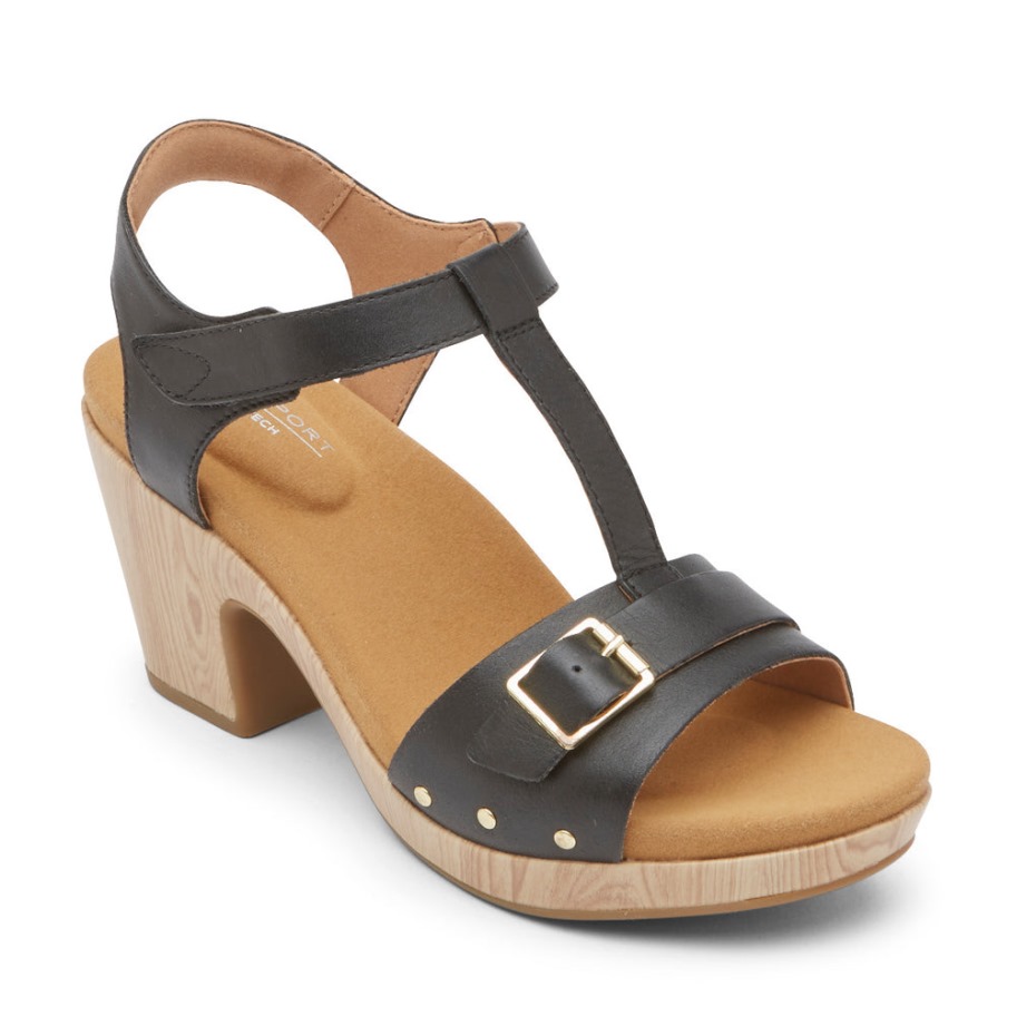 Rockport Mujer Vivianne T-strap Sandalia Negro