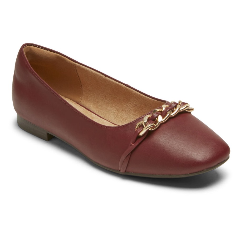 Rockport - Bailarinas Con Cadena Zoie Para Mujer, Color Tawny Port