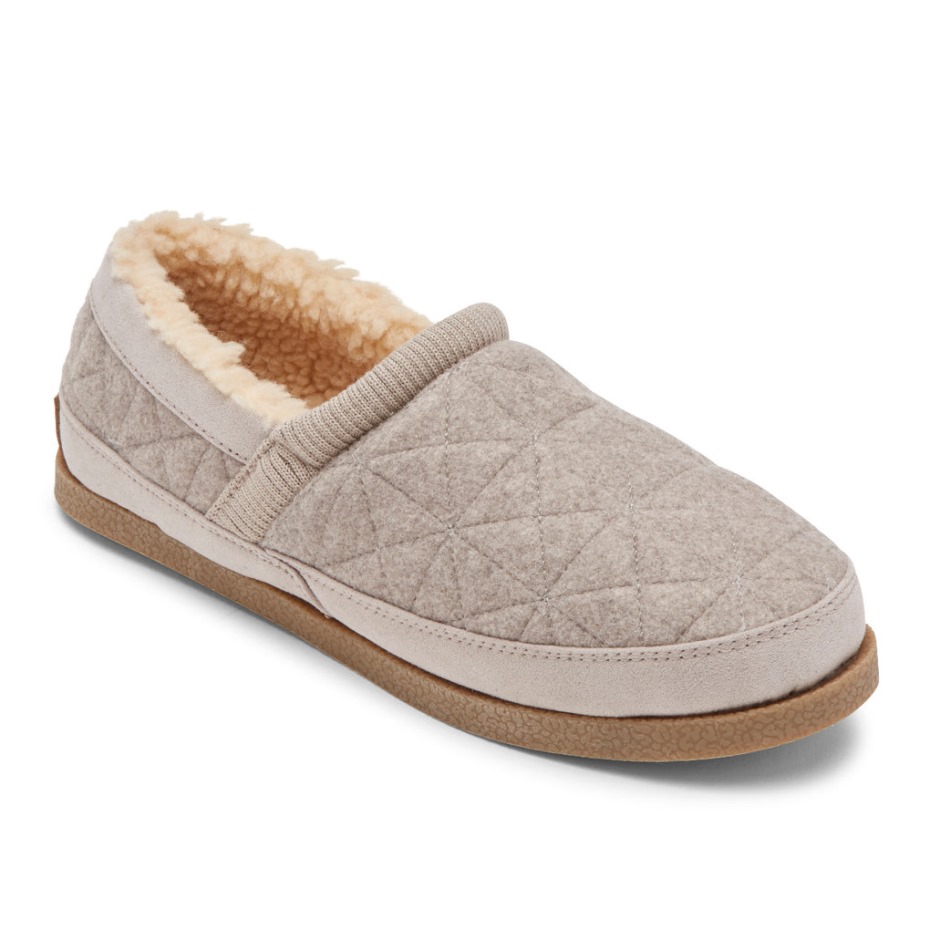 Pantuflas Rockport Mujer Trutech Veda Moc Taupe Gris